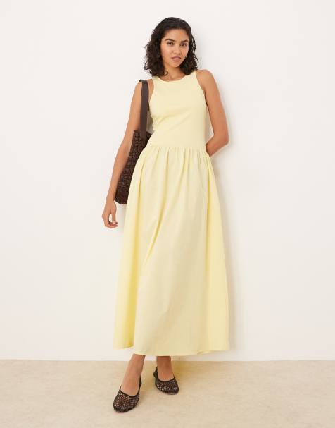 ASOS DESIGN – Hybrid – Smörgul maxiklänning med brottarringning - view 1