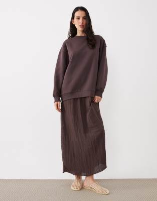 Asos Design Hybrid Sweater Dress In Brown