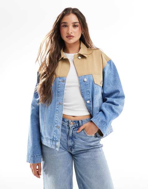 ASOS DESIGN – Hybrid-Western-Jeansjacke in mittelblauer Waschung - view 1