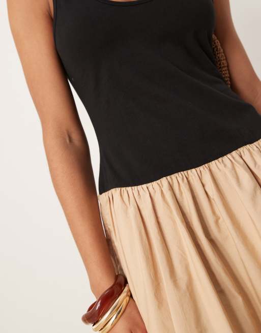 ASOS DESIGN - Hybride maxi jurk met lage ronde hals in stone, 3 van 4