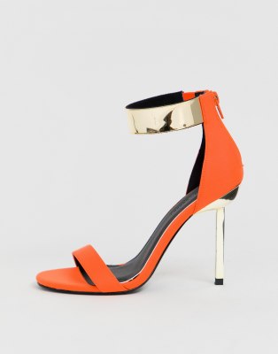 orange barely there heels