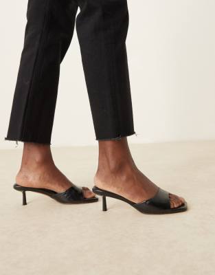 Asos Design Hyped Kitten Heeled Mules In Black