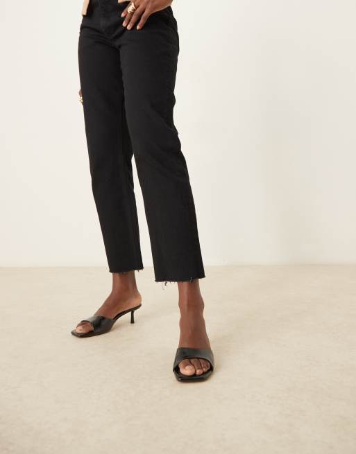 ASOS DESIGN Hyped kitten heeled mules in black