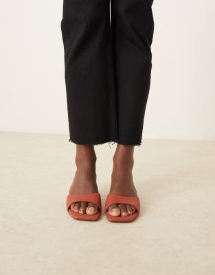 Asos Design Hyped Kitten Heeled Mules In Brown