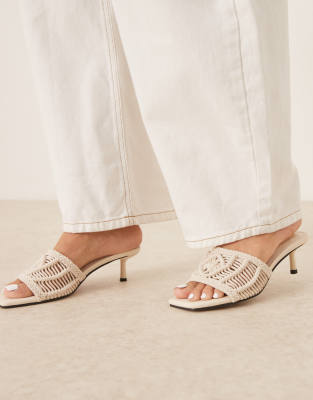 Asos Design Hyped Woven Kitten Heel Mules
