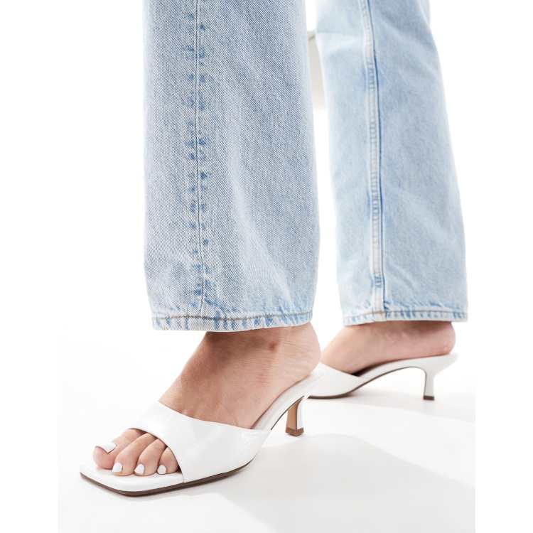 White kitten heel mules sales