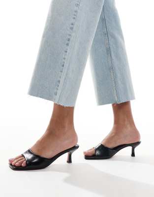 Asos Design Hyper Kitten Heeled Mules In Black