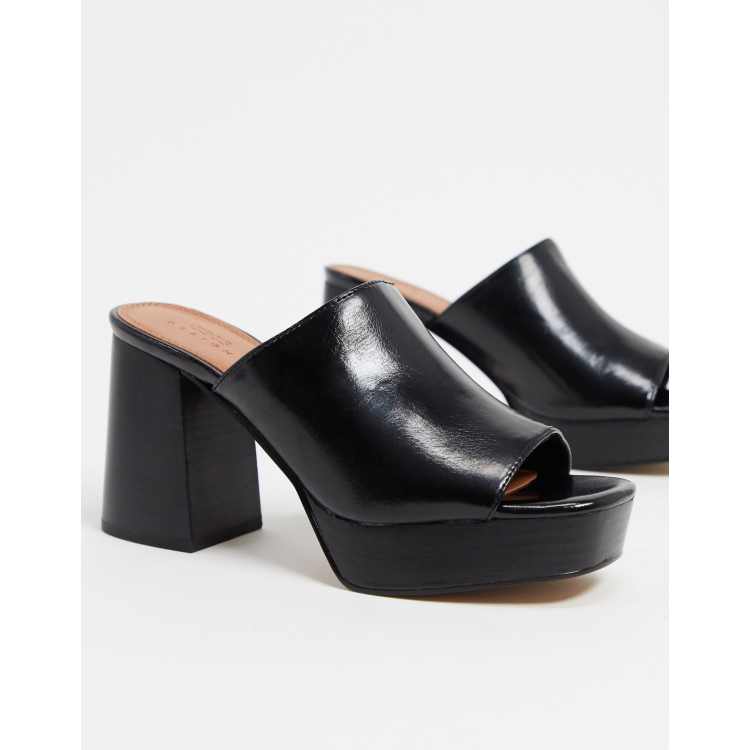 ASOS DESIGN Hypnotise chunky platform mules in black