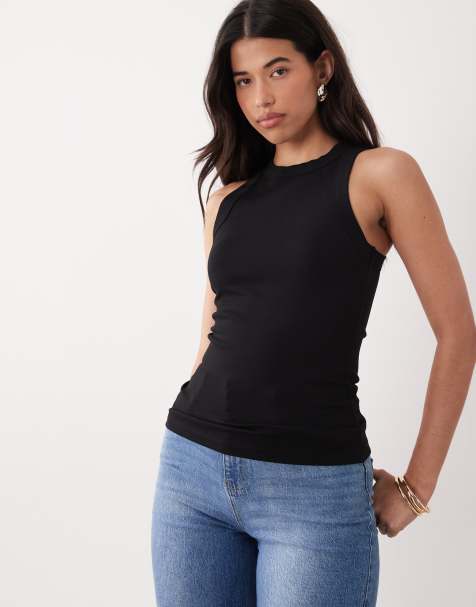 ASOS DESIGN iconic longline racer vest in black - view 1