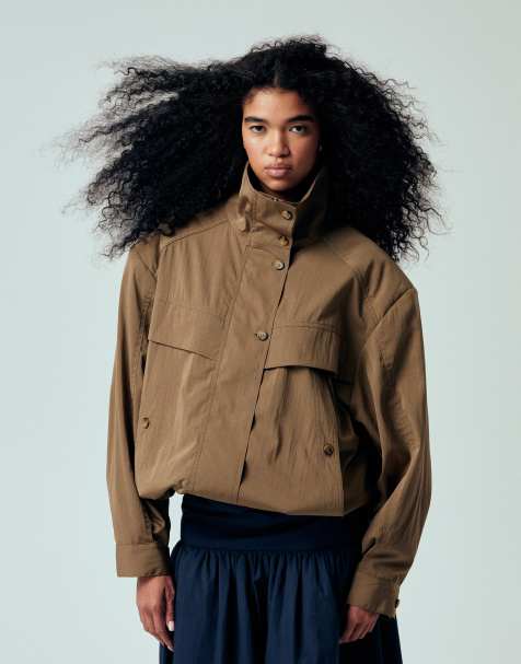 ASOS DESIGN - Iconic - Mokkabrun sportsjakke med ståkrave - view 1