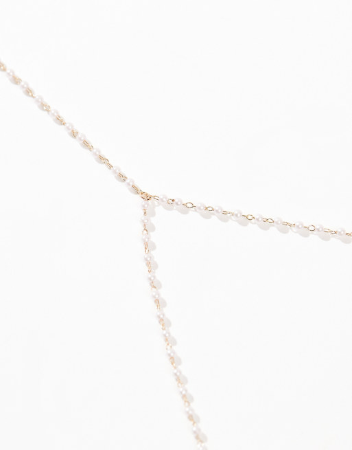 ASOS DESIGN - Imbracatura dorata con catena di perle sintetiche, 2 di 4