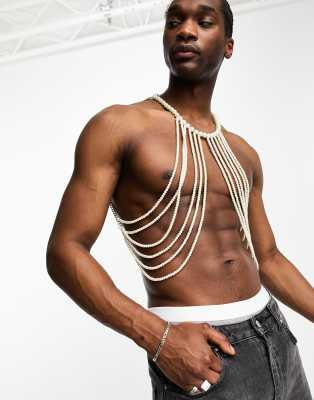 ASOS DESIGN - Imbracatura per il corpo con dettaglio a catenina e perle sintetiche 