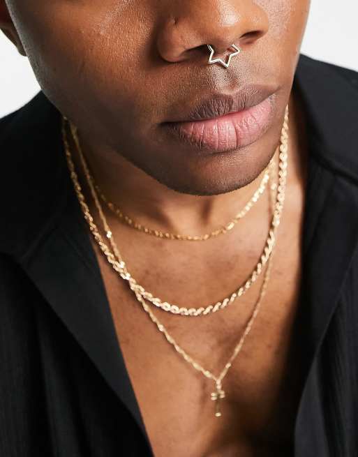 ASOS DESIGN - Imitatie septum neusring met stervorm in goudkleur, 3 van 4