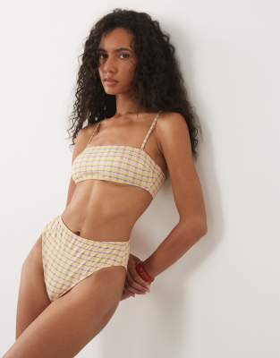Asos Design Imogen Azores High Leg High Waist Bikini Bottoms In Yellow