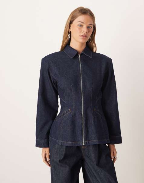 ASOS DESIGN - Indigoblå arbejdsjakke med tætsiddende talje i denim - view 1