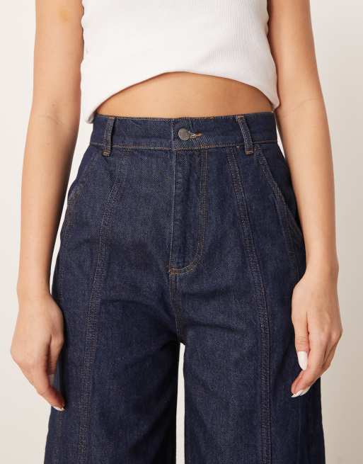 ASOS DESIGN – Indigoblå barreljeans med dekorativa sömmar, 5 av 5