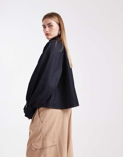 ASOS DESIGN - Indigoblå denimbluse med volumen og gammeldags ærmer, 4 af 4