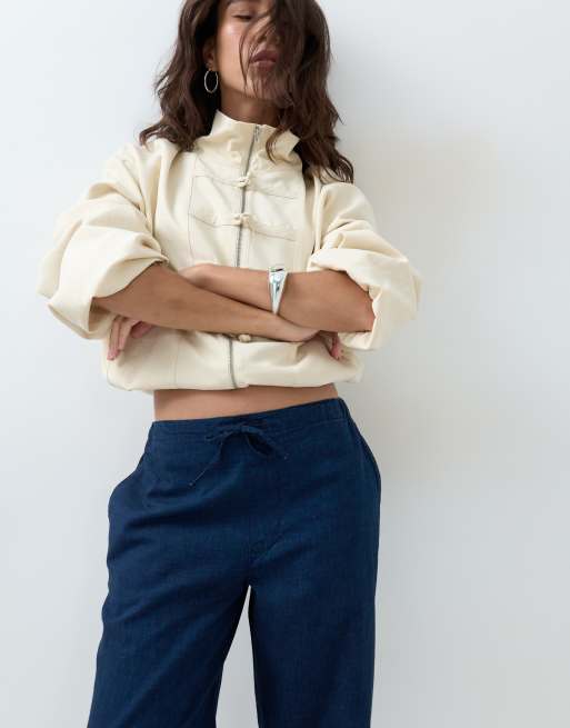 ASOS DESIGN - Indigoblå faldskærmsbukser i denim, 4 af 5