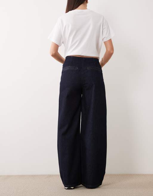 ASOS DESIGN – Indigoblå jeans med omlottdesign och knytning framtill, 3 av 5