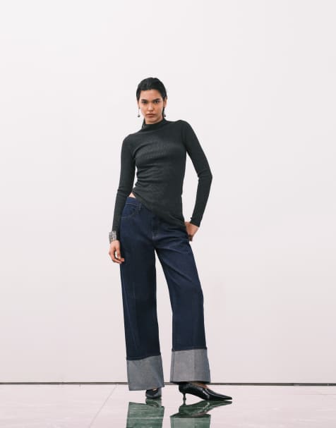 ASOS DESIGN - Indigoblå jeans med opsmøgne buksekanter - view 1