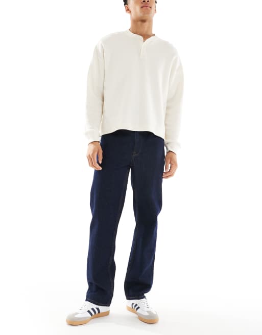 ASOS DESIGN – Indigoblå jeans med raka ben