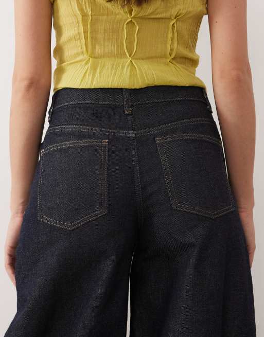 ASOS DESIGN - Indigoblå jeans med tøndeformede ben og bindebånd ved anklerne, 4 af 5
