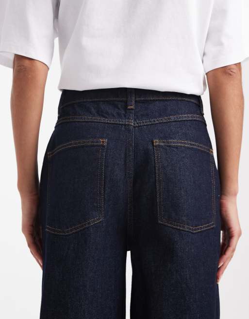 ASOS DESIGN – Indigoblå jeans med vida ben och veck framtill, 4 av 5
