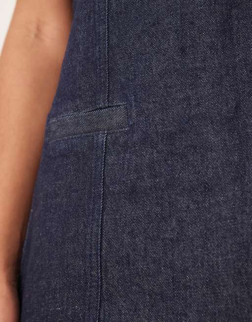 ASOS DESIGN – Indigoblå jeanskjol i minilängd med fickor, 3 av 4