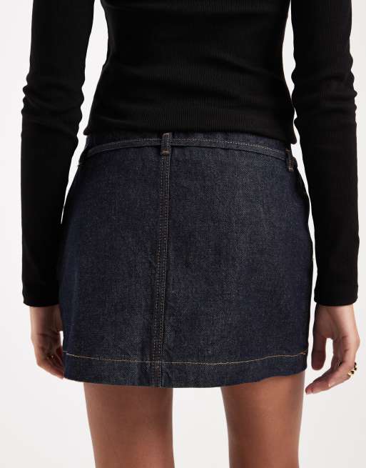ASOS DESIGN – Indigoblå jeanskjol i minilängd med skärp, 2 av 5