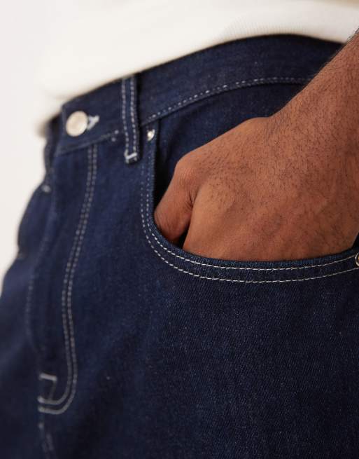 ASOS DESIGN – Indigoblå jeansshorts i standard, lång längd, 5 av 5