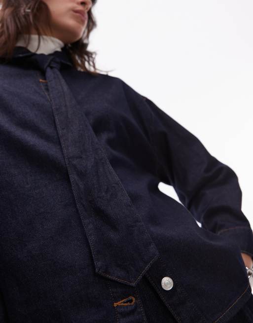 ASOS DESIGN – Indigoblå jeansskjorta med avslappnad passform och knytning, 2 av 4