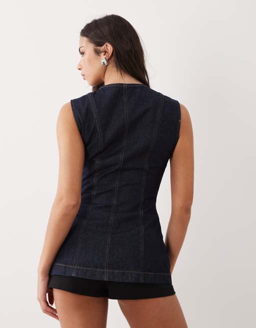 ASOS DESIGN - Indigoblå longline-vest i denim, 4 af 4