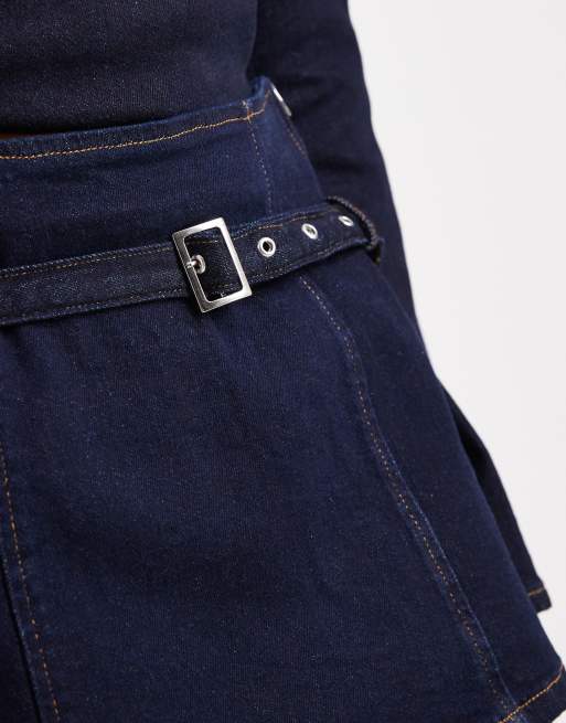 ASOS DESIGN – Indigoblå, mikrolång minikjol i denim med smalt skärp, 3 av 5