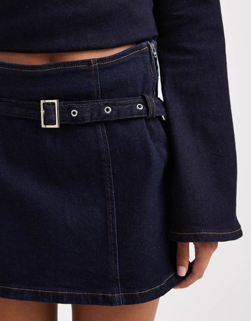 ASOS DESIGN – Indigoblå, mikrolång minikjol i denim med smalt skärp, 5 av 5