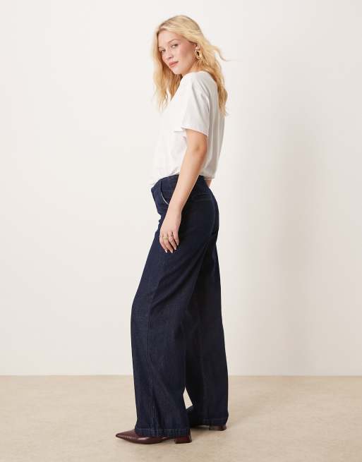 ASOS DESIGN - Indigoblå og lavtaljede jeans med skræddersyet pasform, 3 af 5