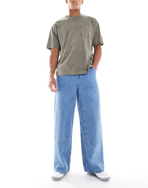 ASOS DESIGN – Indigoblå, superbaggy jeans i snickarstil - view 1