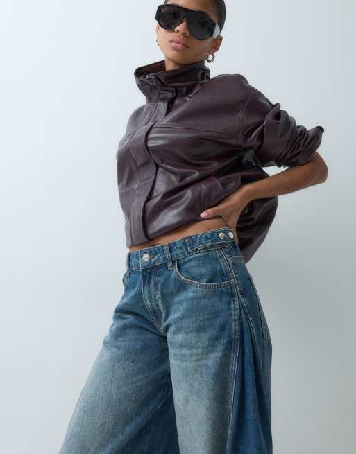 ASOS DESIGN insert detail slouchy jean in mid wash, 2 of 5