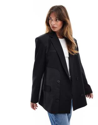 ASOS DESIGN inside out tailored oversized blazer in black