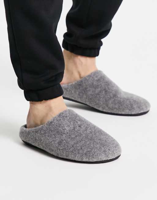 ASOS DESIGN - Instappantoffels in gemêleerd grijs