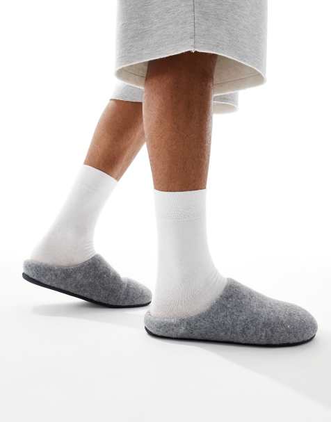 ASOS DESIGN - Instappantoffels in gemêleerd grijs - view 1