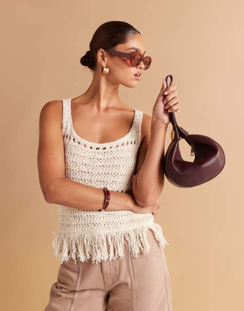 ASOS DESIGN interchangeable clutch and shoulder bag in burgundy - view 1