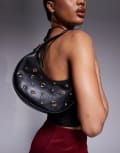 [ASOS DESIGN] ASOS DESIGN interchangeable shoulder and clutch cookie bag with eyelet studs in black No Size BLACK