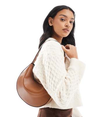 interchangeable shoulder and clutch scoop cookie bag in tan-Brown