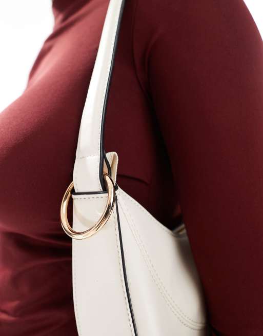 ASOS DESIGN interchangeable shoulder and clutch scoop cookie bag in white, 3 of 4