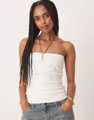 Asos Design Interlock Bandeau Top In White