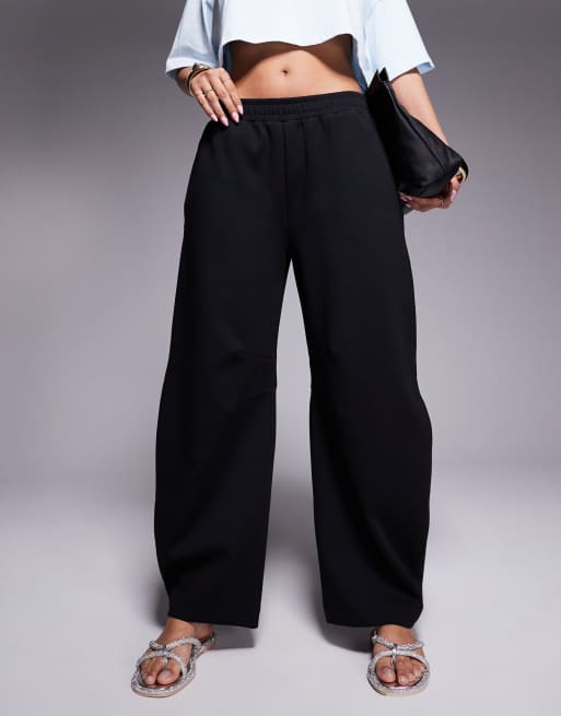 ASOS DESIGN interlock barrel leg sweatpants in black