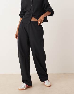 Asos Design Interlock Barrel Leg Sweatpants In Black