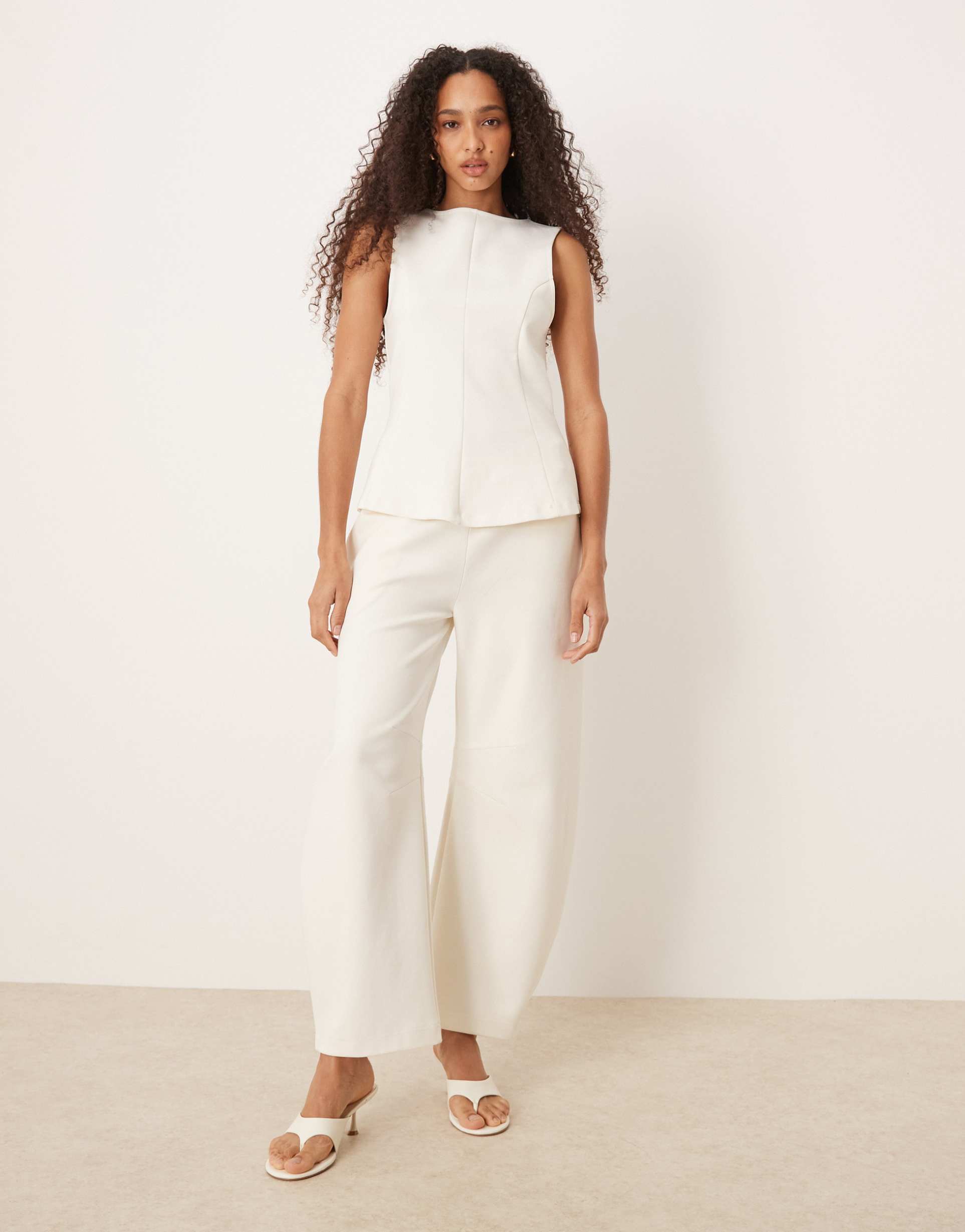 asos design interlock barrel leg sweatpants in coconut milk - part of a set