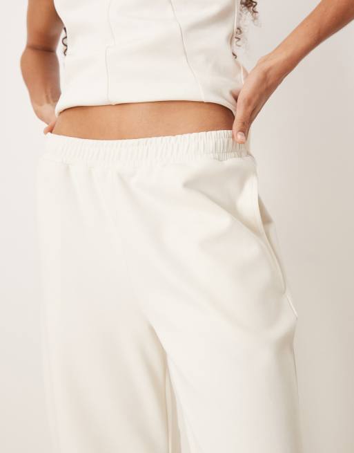 ASOS DESIGN interlock barrel leg sweatpants in coconut milk - part of a set, 3 of 5