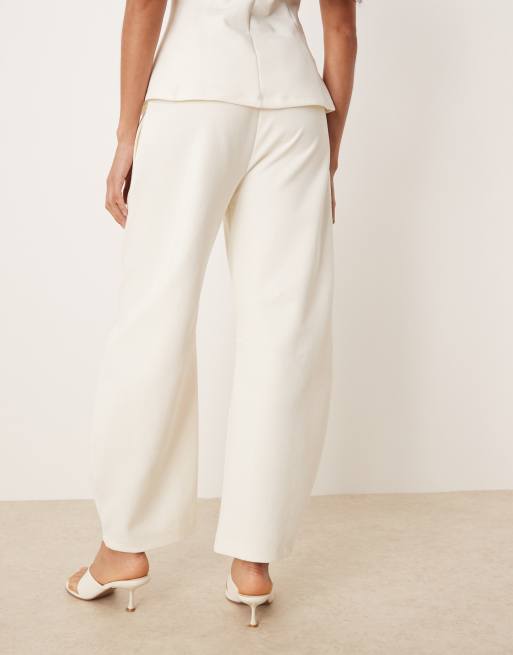 ASOS DESIGN interlock barrel leg sweatpants in coconut milk - part of a set, 4 of 5